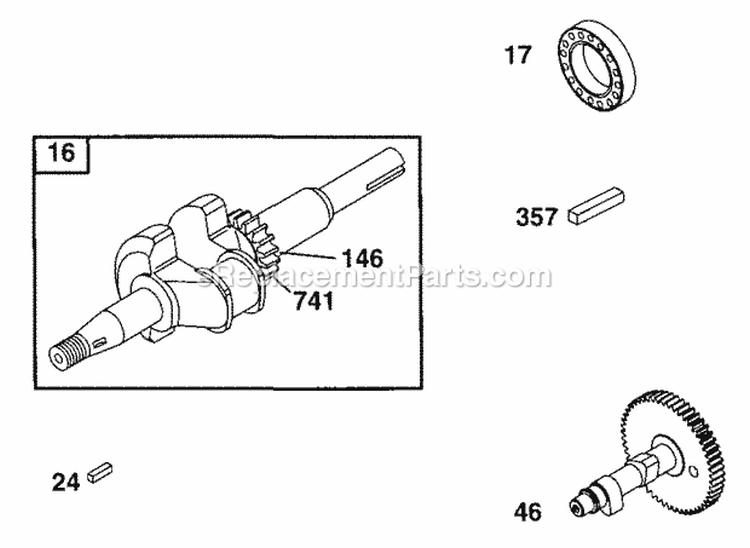 Crank Cam Diagram and Parts List for 090202-0104-01  Briggs and Stratton Engine